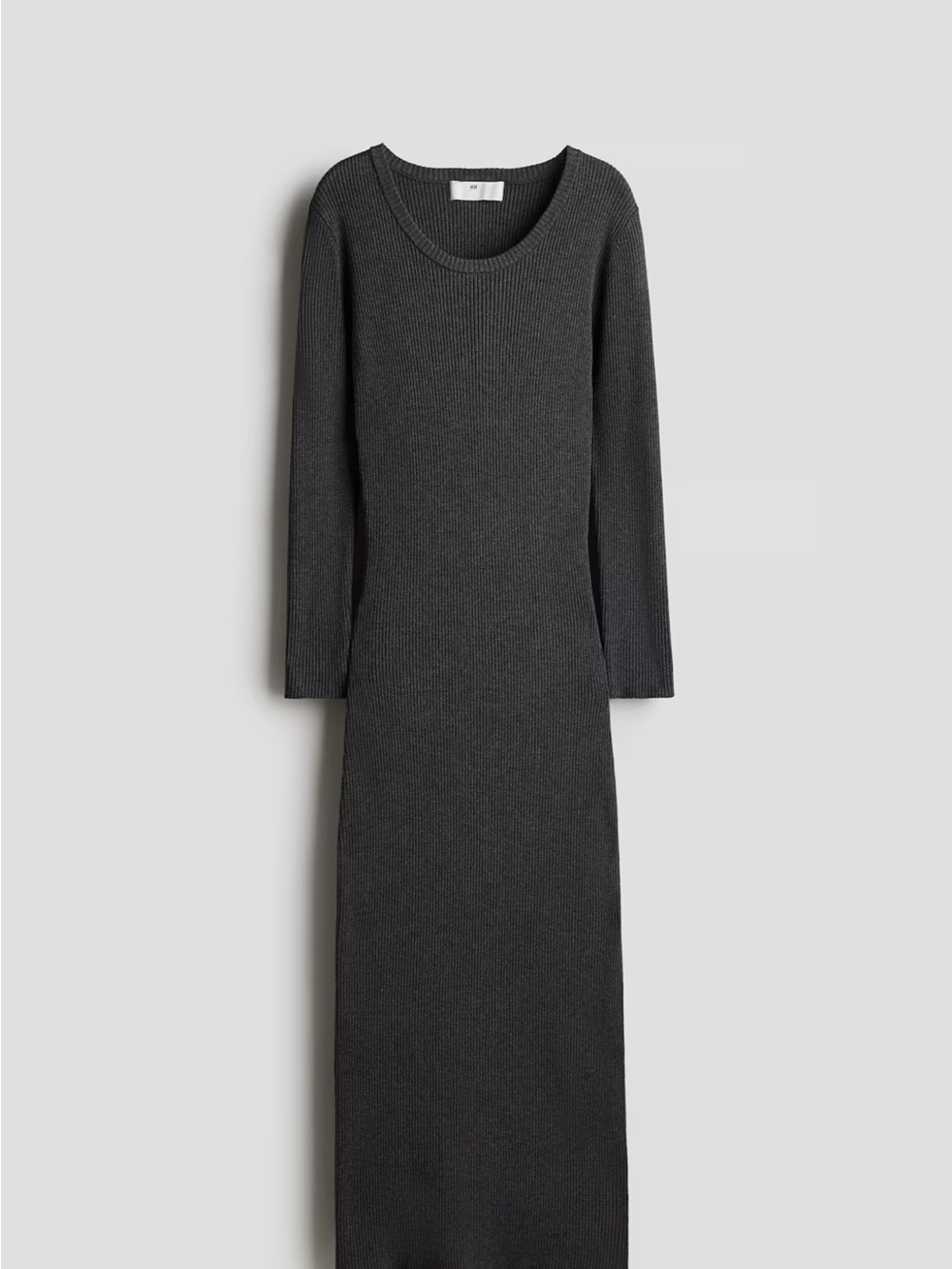H&M Ribbed Long Sleeve Dress - Charcoal size 11-12y
